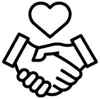 hands shaking with a heart above